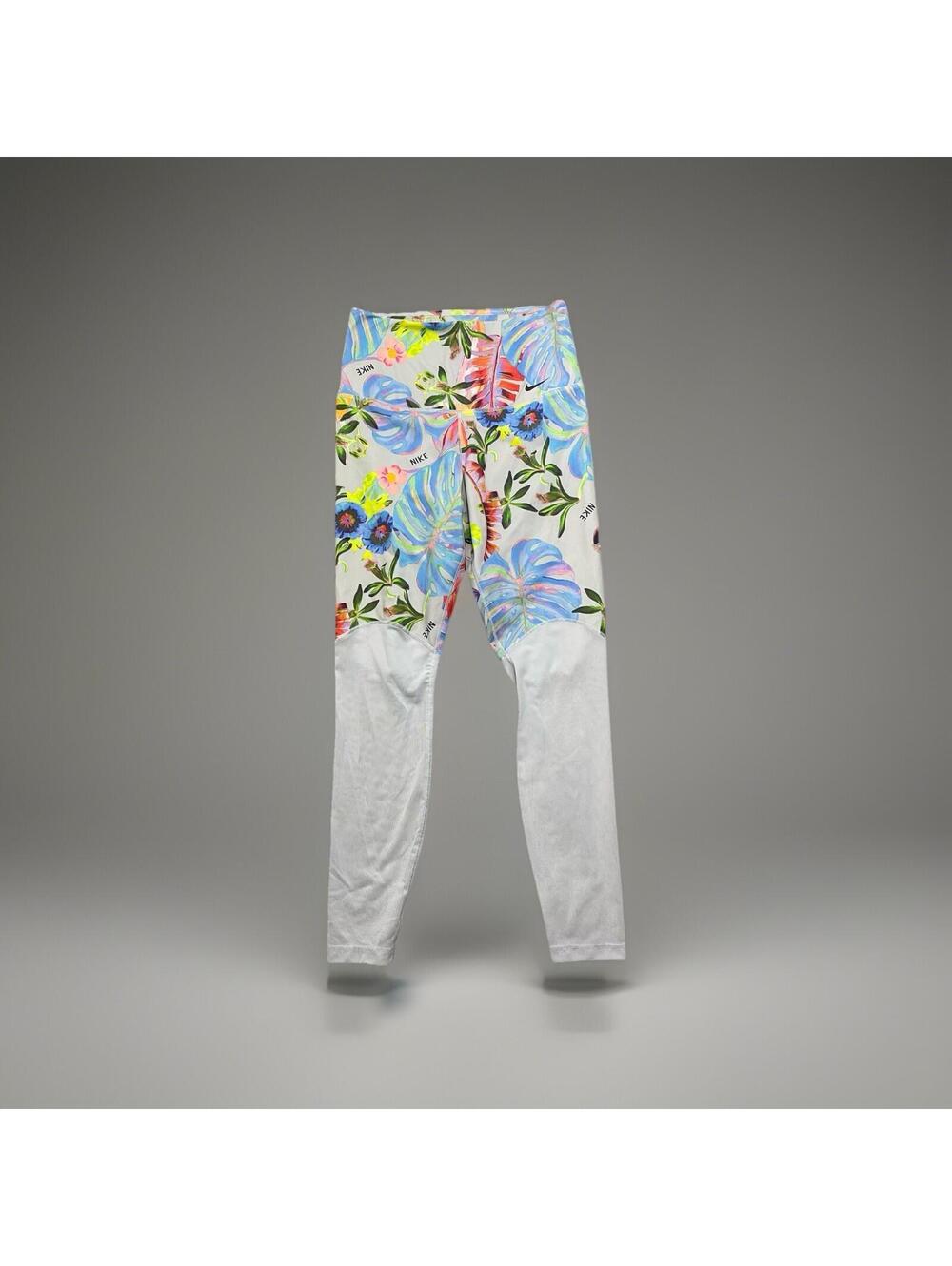 Nike Dri-Fit Power Victory Gray Floral Multicolor Training Tights Women's Size M